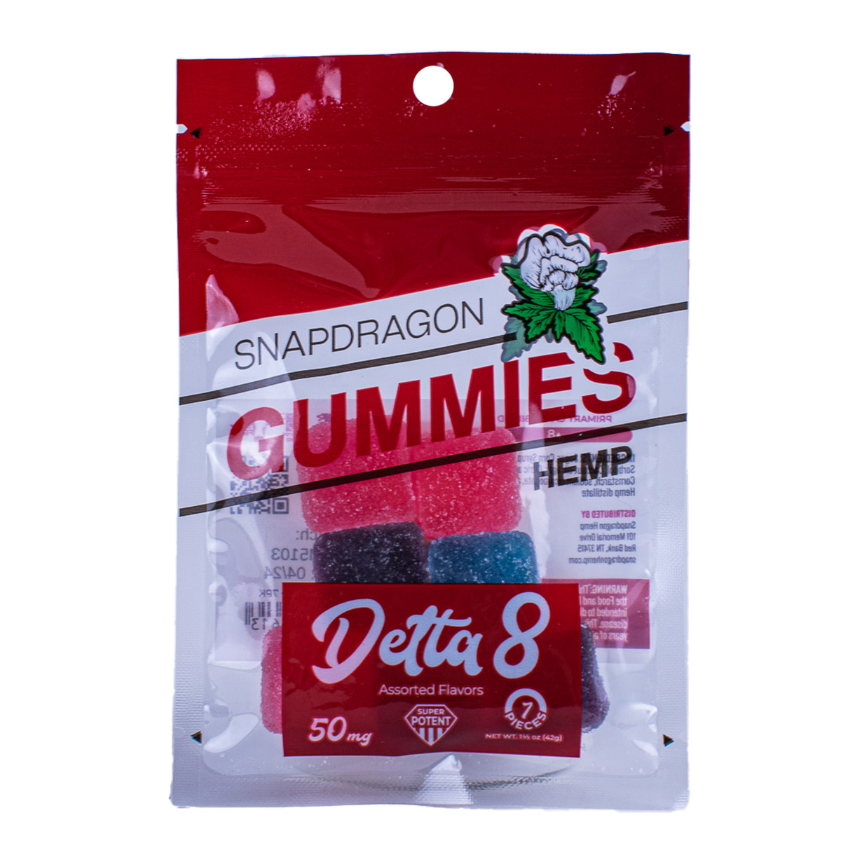 Delta8 THC Infused Gummies 25mg and 50mg Snapdragon Hemp