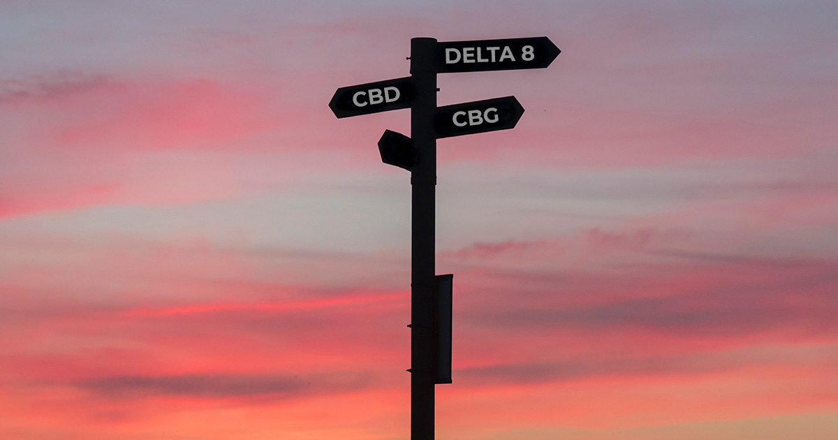 Signs pointing to Delta 8, CBD, and CBG