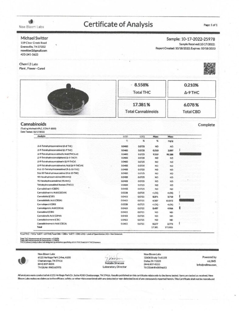 Cherri 2 Late COA