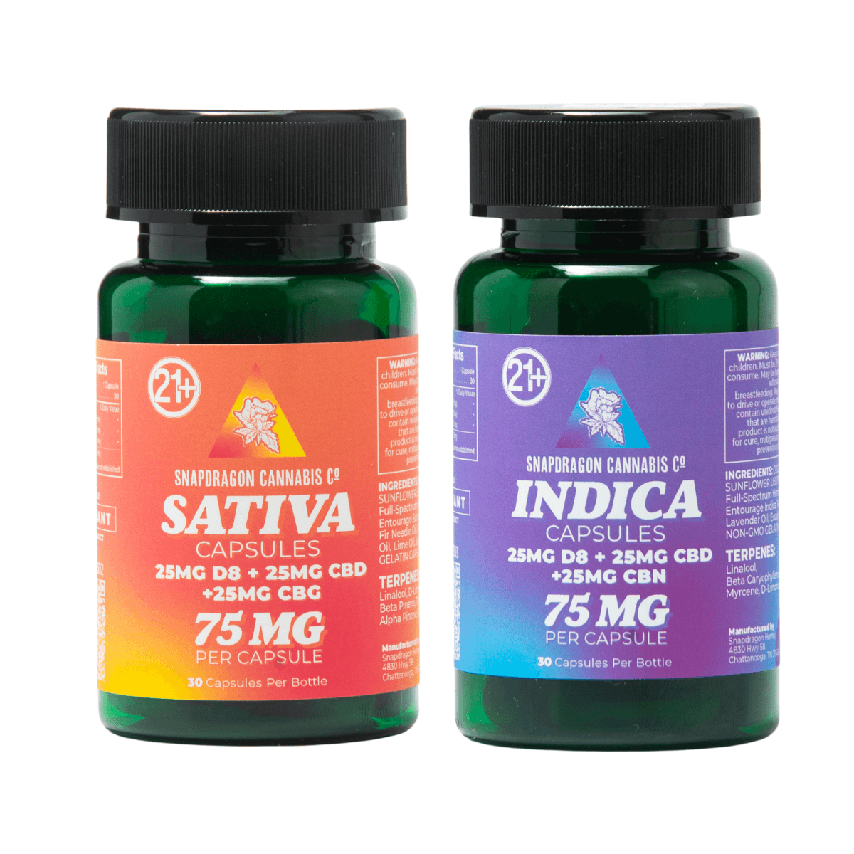 Snapdragon Cannabis Co. Sativa and Indica Capsules