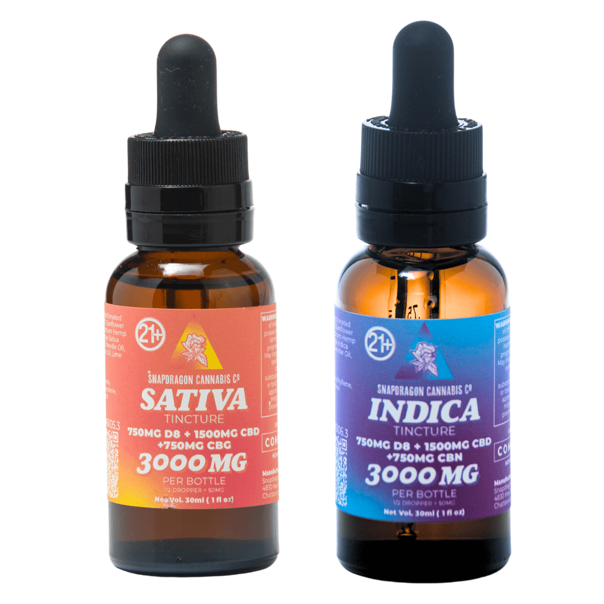 Snapdragon Cannabis Co. Sativa and Indica Tinctures 15ml/30ml