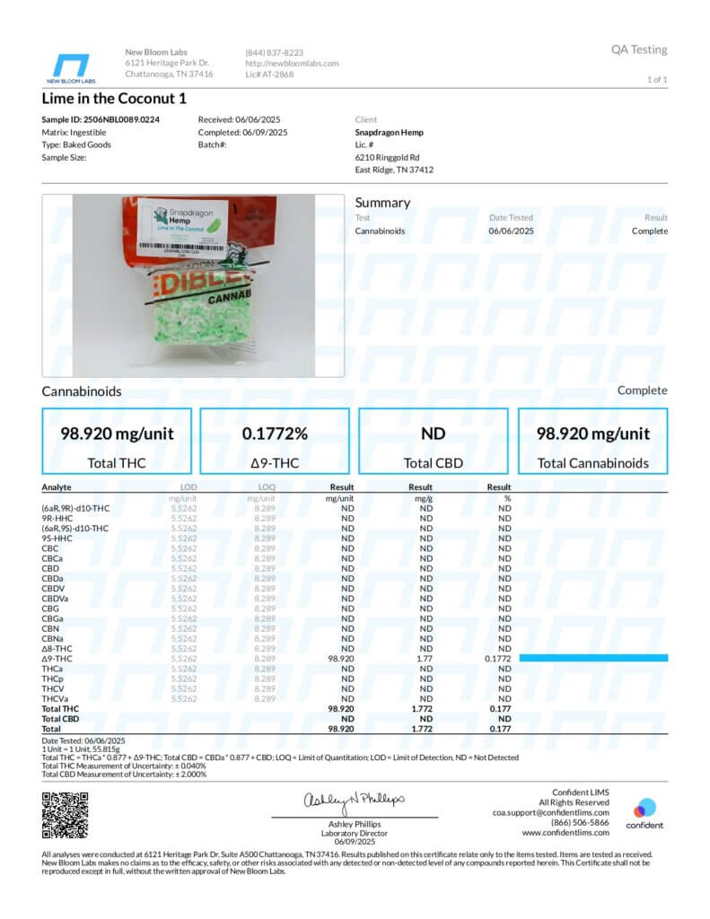 Delta-9 THC Live Resin Cereal Treats Lab Report