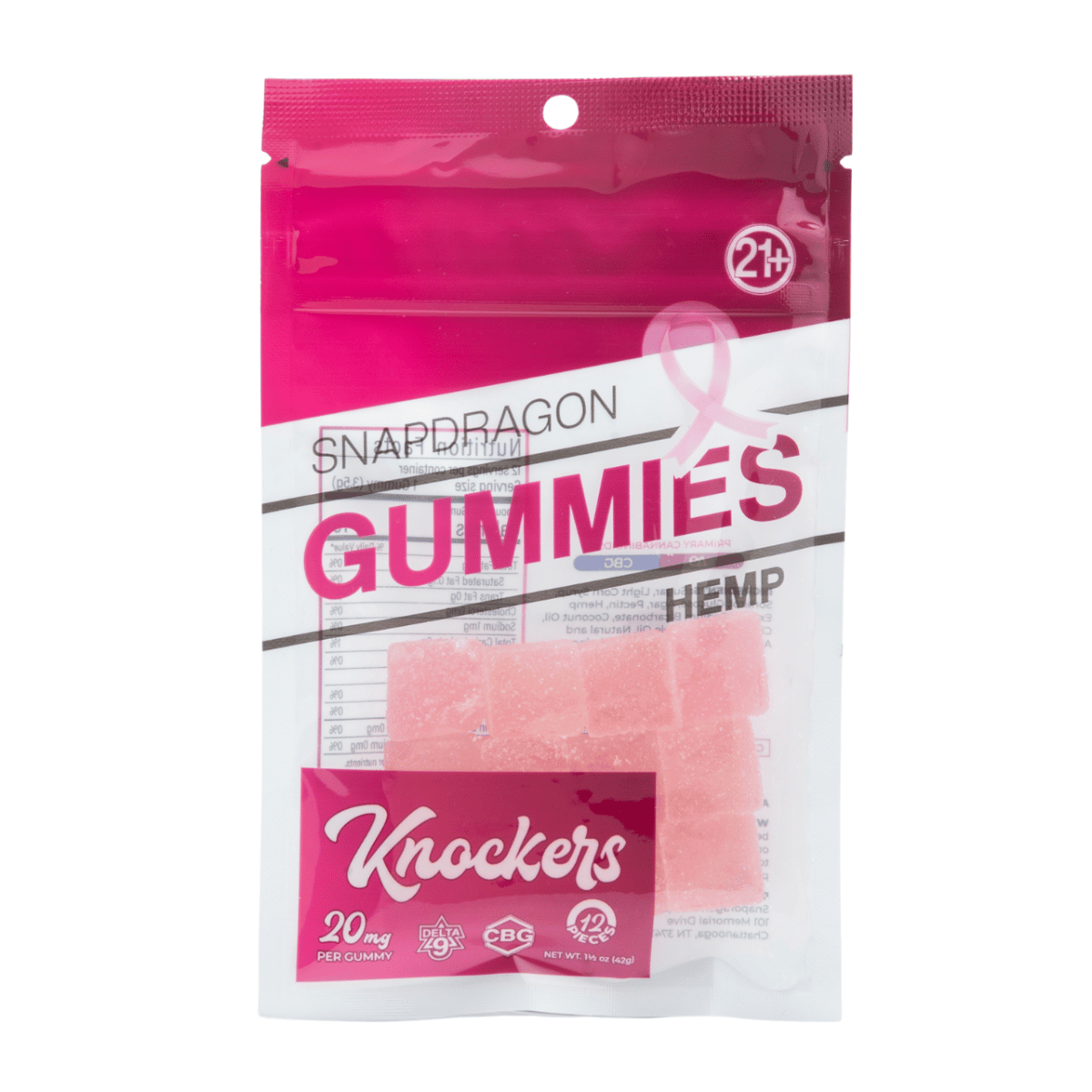 Delta-9 THC and CBG Infused Knockers Gummies 20mg - Snapdragon Hemp
