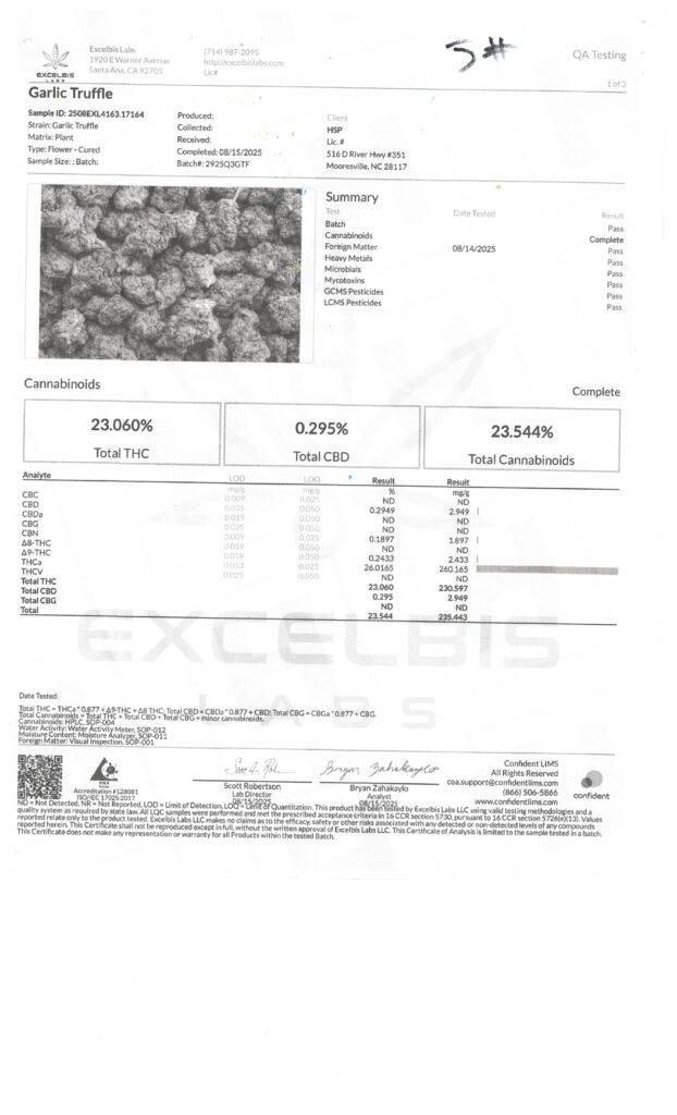 Garlic Truffle Craft Reserve THCA Flower Lab Report